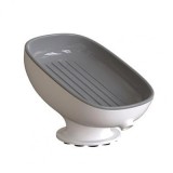 Savoniera din plastic, flippy, cu ventuza, design modern, gri