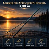 Lansetă din 2 Piese pentru Pescuit, 3,00 m