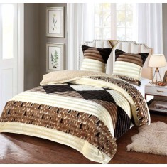 Lenjerie Pat Cocolino Snorbi Co031, Microfibra Plusata, 3 Piese, , Bej, Maro