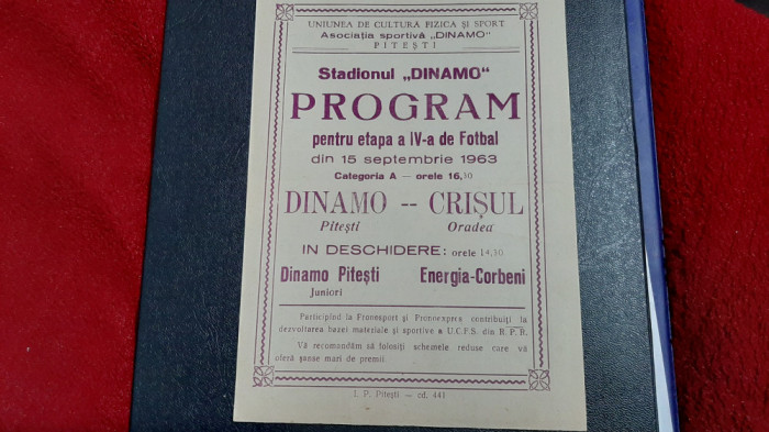 program Dinamo Pitesti - Crisul Oradea