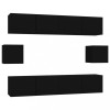 Set dulap TV, 6 piese, negru, lemn prelucrat