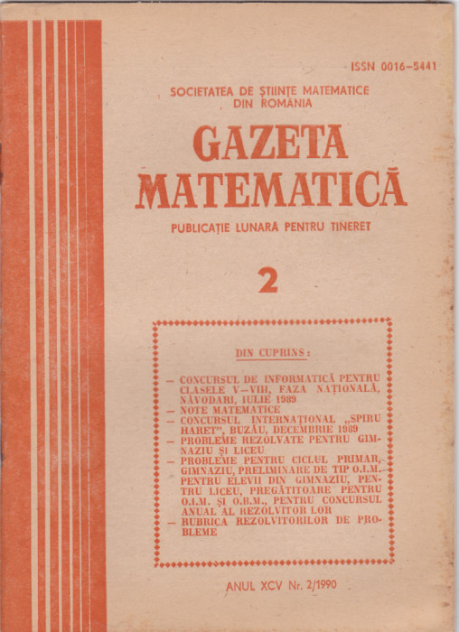 GAZETA MATEMATICA - Nr. 2 / 1990