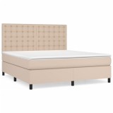 Cumpara ieftin Pat box spring cu saltea, cappuccino, 160x200cm piele ecologica