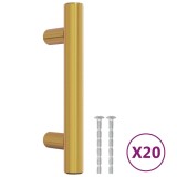 Manere de dulap, 20 buc., auriu, 64 mm, otel inoxidabil