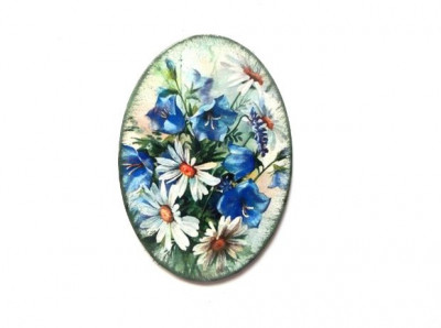 Magnet cu flori albe si albastre, magnet frigider 40301 foto