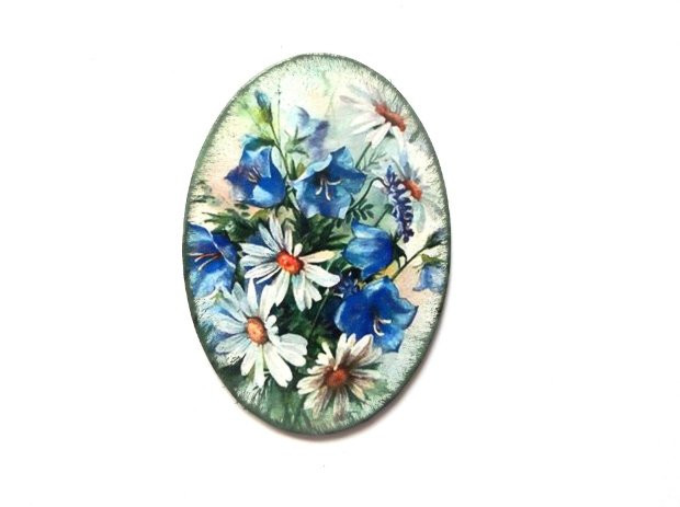 Magnet cu flori albe si albastre, magnet frigider 40301