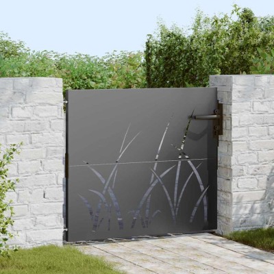 vidaXL Poartă de grădină Negru 85 x 100 cm Oțel vopsit &amp;icirc;n pulbere 42015864 foto