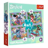 Set Puzzle Trefl, Lilo &amp; Stitch, 4 &icirc;n 1, Multicolor, 35-70 Piese, V&acirc;rstă 4+ Ani