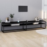 Cumpara ieftin Comodă TV, negru, 220x40x40,5 cm, sticlă securizată