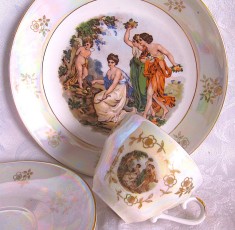 SET MIC DEJUN PORTELAN KAHLA GDR CEASCA CAFEA CU FARFURII MODEL TIP FRAGONARD