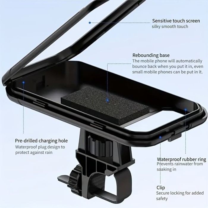 Suport pentru telefon mobil rotativ 360&deg;, rezistent la apa, pentru bicicleta electrica, motocicleta, bicicleta de munte, masina, rezistent la socuri,