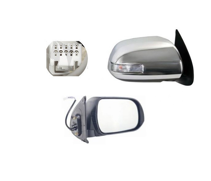 Oglinda exterioara Toyota Hilux (N70), 01.2012-, partea Dreapta, culoare sticla crom, sticla convexa, cu carcasa cromata, ajustare electrica, , 81P15