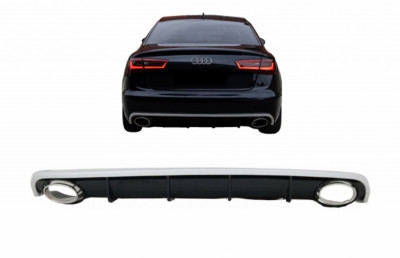 Difuzor Bara Spate si Ornamente Evacuare compatibil cu Audi A6 C7 4G Limousine Avant (2010-2014) RS6 Design RDAUA64GRS6 foto