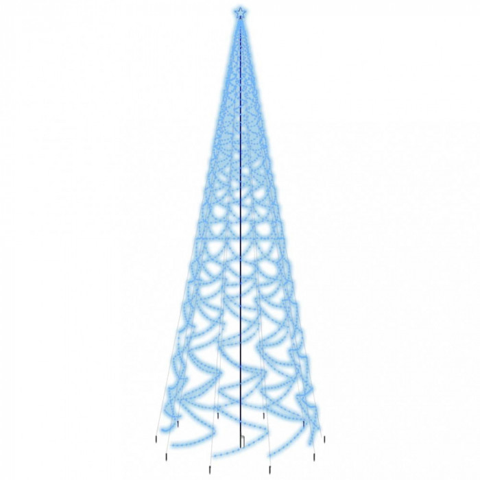 Brad de Crăciun cu țăruș, 3000 LED-uri, albastru, 800 cm