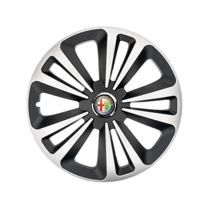 Set 4 Capace Roti Terra Gri-Negru R15, Compatibil Cu Alfa Romeo