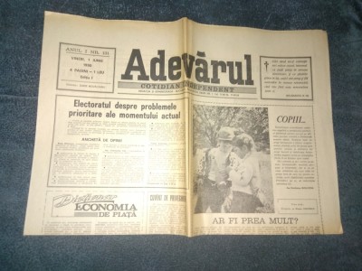 ZIARUL ADEVARUL 1 IUNIE 1990 foto