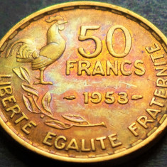 Moneda istorica 50 FRANCI - FRANTA, anul 1953 * cod 5095 = patina curcubeu