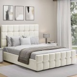 Pat Metropol 180x200 cm Lada Depozitare Tapitat Catifea Ivory Somiera Inclusa (cod:G19-01-ivory)