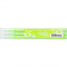 Set 3 Rezerve Roller PILOT Frixion, 0.7 mm, Verde Deschis, Rezerve Rollere cu Gel Termosensibil, Rezerve pentru Rollere 0.7 mm, Rezerva pentru Roller