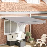 Marchiza retractabila automata vidaXL, 300x250 cm, gri deschis, copertina balcon, protectie solara, design modern, instalare usoara