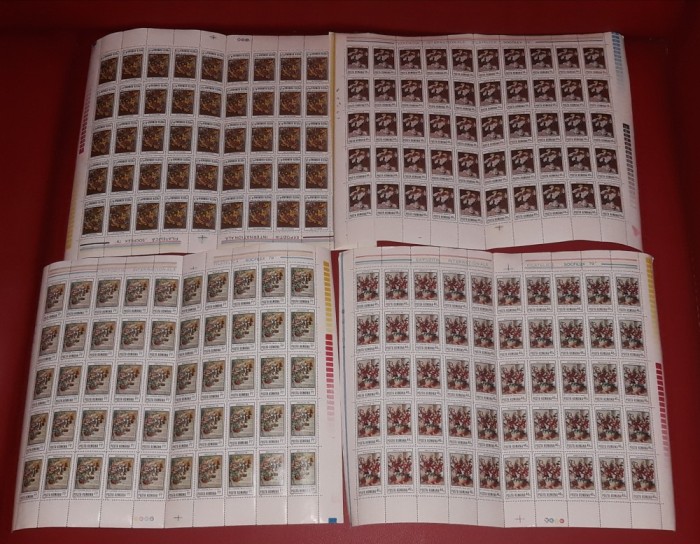 ROMANIA 1979, lp 986 PICTURA FLORI LUCHIAN SERIE DE 4 COLI, MNH