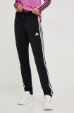 Adidas pantaloni de trening femei, culoarea negru, cu imprimeu