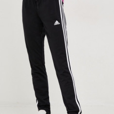 adidas pantaloni de trening femei, culoarea negru, cu imprimeu