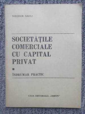 Societatile comerciale cu capital privat - indrumar practic 1990 - Theodor Gahiu foto