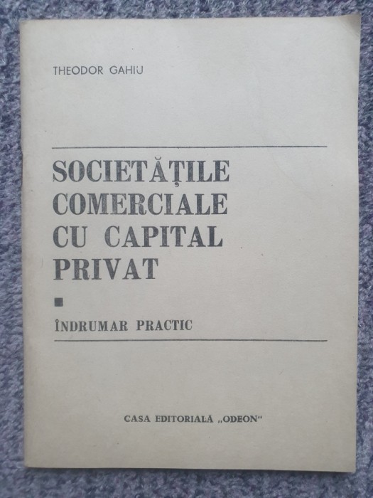 Societatile comerciale cu capital privat - indrumar practic 1990 - Theodor Gahiu