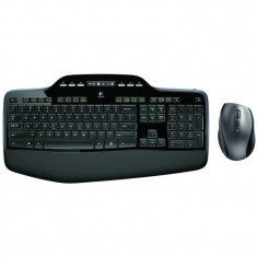 KIT wireless LOGITECH tastatura wireless multimedia palm rest display LCD + mouse wireless 6 butoane &quot;M705&quot; 1 singur receiver black &quot;MK