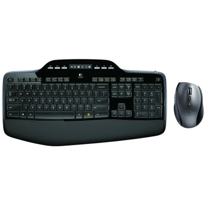 KIT wireless LOGITECH tastatura wireless multimedia palm rest display LCD + mouse wireless 6 butoane &amp;amp;quot;M705&amp;amp;quot; 1 singur receiver black &amp;amp;quot;MK foto