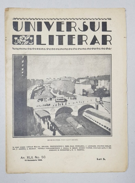 REVISTA &#039;UNIVERSUL LITERAR&#039;, ANUL XLII, NR. 50, 12 DECEMBRIE 1926