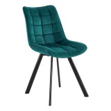 Scaun de living si bucatarie cu cadru metalic, HM K332, ergonomic, stofa velvet, 84x46x61 cm, 100 Kg, Turcoaz