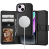 Husa Tech-Protect Wallet Wallet MagSafe pentru Apple iPhone 15 Plus Negru, Silicon