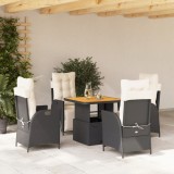 vidaXL Set mobilier de grădină cu perne, 5 piese, negru, poliratan 3277436
