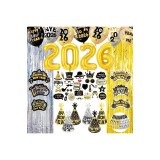 Set de decorațiuni pentru Revelion 2026 cu sclipici, 77 bucăți