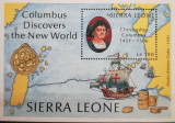 BC61, Sierra Leone 1992, colita corabii, Columb, Nestampilat