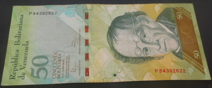 Bancnota exotica 50 BOLIVARES - VENEZUELA, anul 2012 * Cod 564 B - circulata