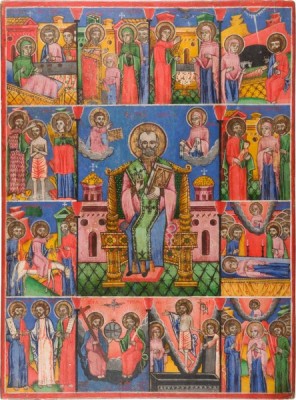 Sfantul Nicolae si Alte 12 Sarbatori, Icoana Romaneasca, Secol XIX foto