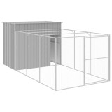 Cusca de caine &amp; tarc gri deschis 214x457x181cm otel galvanizat GartenMobel Dekor, vidaXL