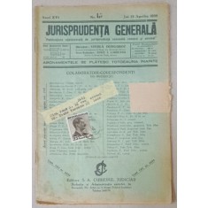 JURISPRUDENTA GENERALA , PUBLICATIUNE SAPTAMANALA DE JURISPRUDENTA REZUMATA ROMANA SI STREINA , NR.15 , 1938