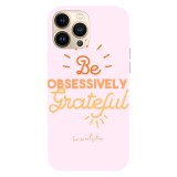 Husa compatibila cu Apple iPhone 15 Pro Max model Be obsessively grateful, Silicon, TPU, Viceversa, Transparent, Carcasa