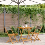 VidaXL Set mobilier bistro, 3 piese, gri, polipropilenă și lemn masiv