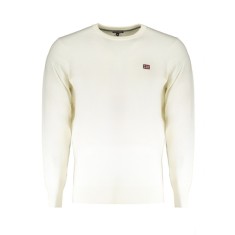 Pulover bărbați cu decolteu la baza g&acirc;tului, cu logo, Regular Fit, Alb, 2XL