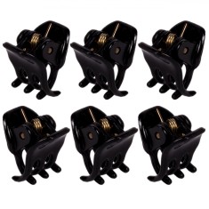 Set Clame Păr, 6 Buc, Negru, Dimensiune 1cm, Plastic