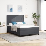 VidaXL Pat cu Somieră cu Saltea Gri &Icirc;nchis 140x200 cm Țesătură de Corduroy