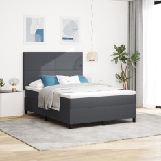 vidaXL Pat cu Somiera cu Saltea Gri Inchis 140x200 cm ?esatura de Corduroy foto