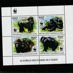 Republica Centrafricana 2015-WWF,Fauna,Gorila,Bloc 4,MNH,Mi.5460-5463KB I