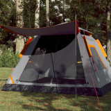vidaXL Cort camping cupolă 5 persoane, gri/portocaliu, setare rapidă