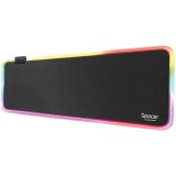 Mousepad gaming RGB Spacer, cauciuc si material textil, 900 x 300 x 3 mm, 1.8 m lungime cablu, Negru